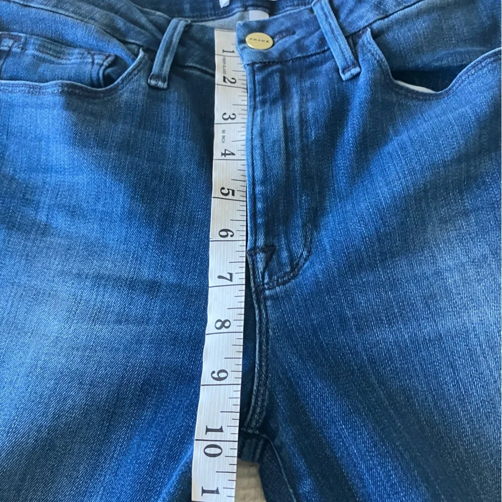 FRAME Le Crop Mini Boot Raw Hem Mid-High Rise Dark Wash Jeans Size 27 - Picture 8 of 12